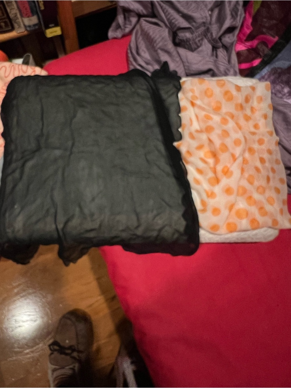 Lightweight Black Scarf and Polka Dot Accent
